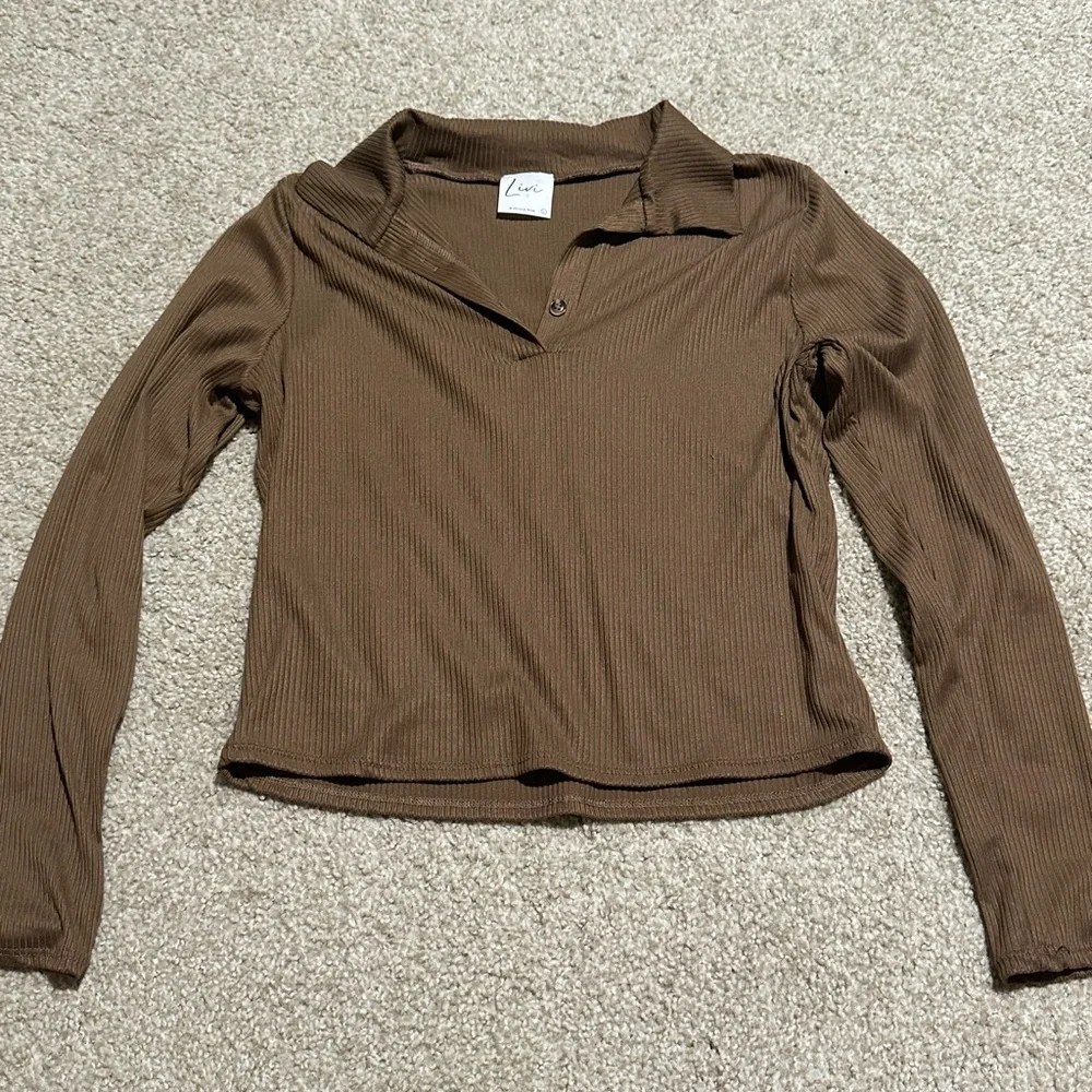 Olivia Rae Brown Button Down Shirt - Picture 1 of 4
